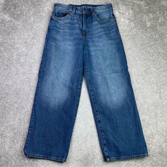 American Eagle Outfitters Other - American Eagle Jeans Men's 30X27 Blue Baggy Straight Mid-Rise Dark Wash Denim